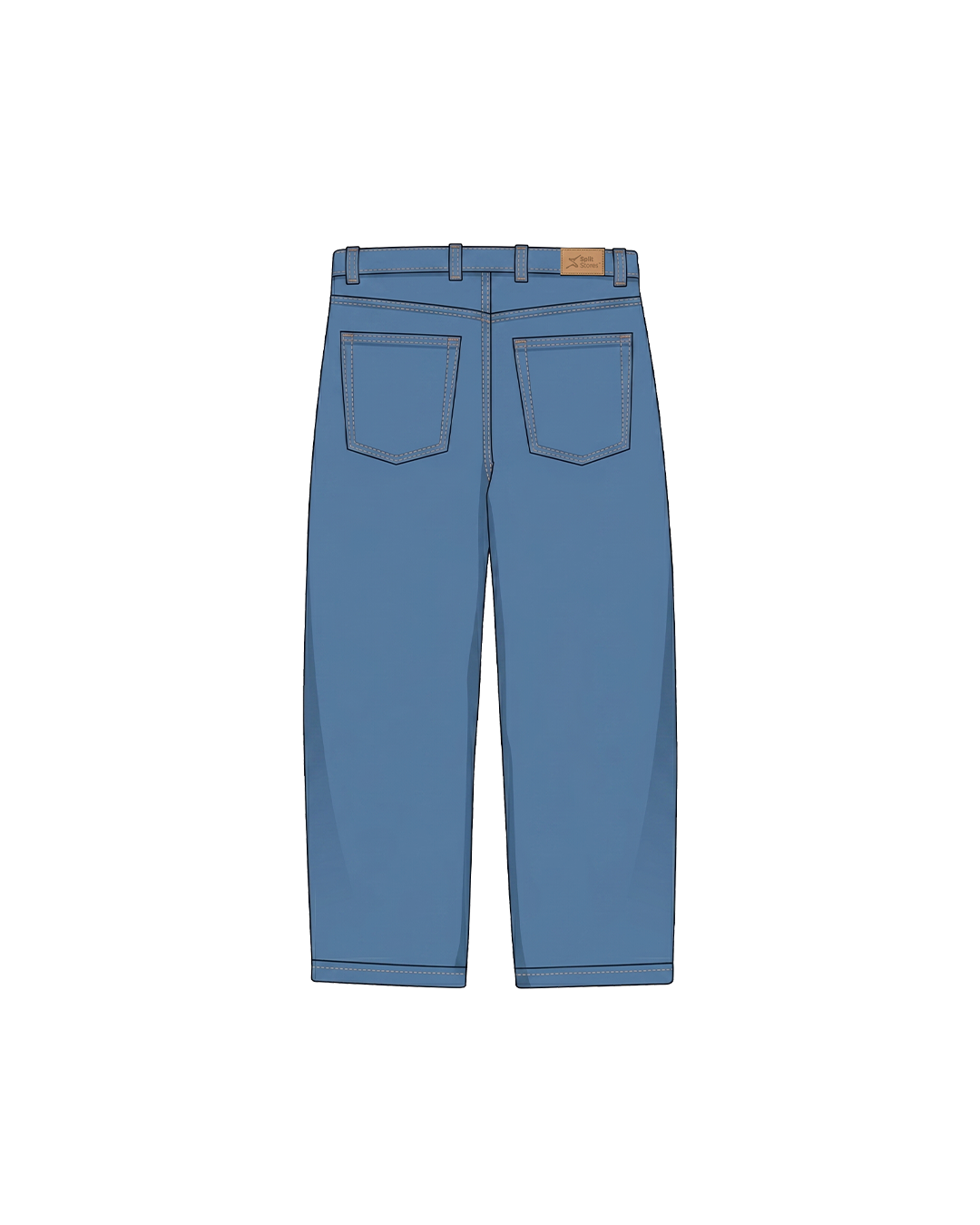 Basic Wide-leg Baggy Denim Pants - Blue