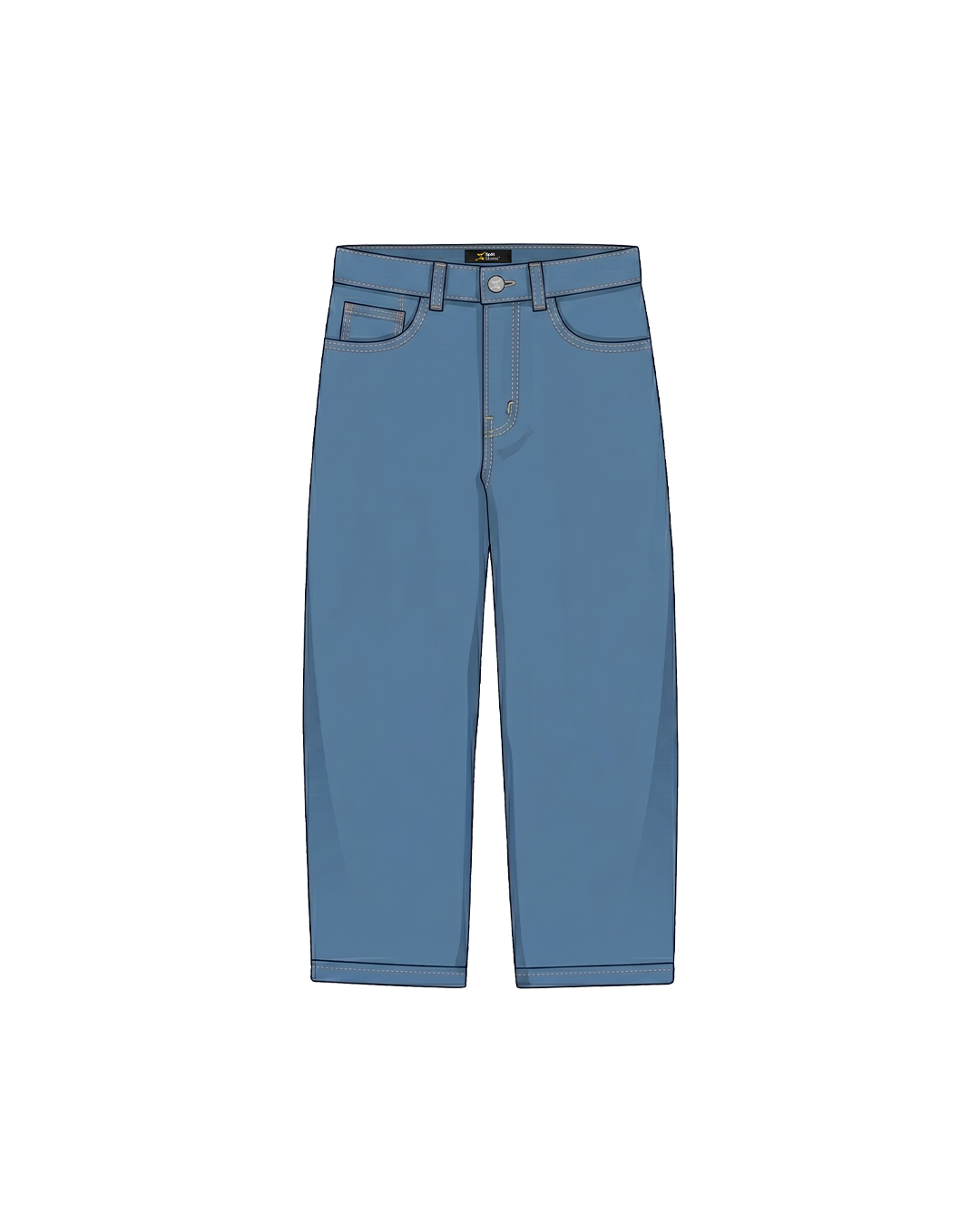 Basic2 Wide-leg Baggy Denim Pants - Blue